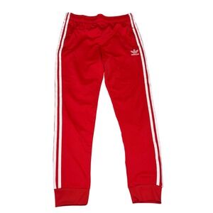 Adidas‎ Kids Red Track Pants Joggers Classic 3 Stripes Logo Size L/G